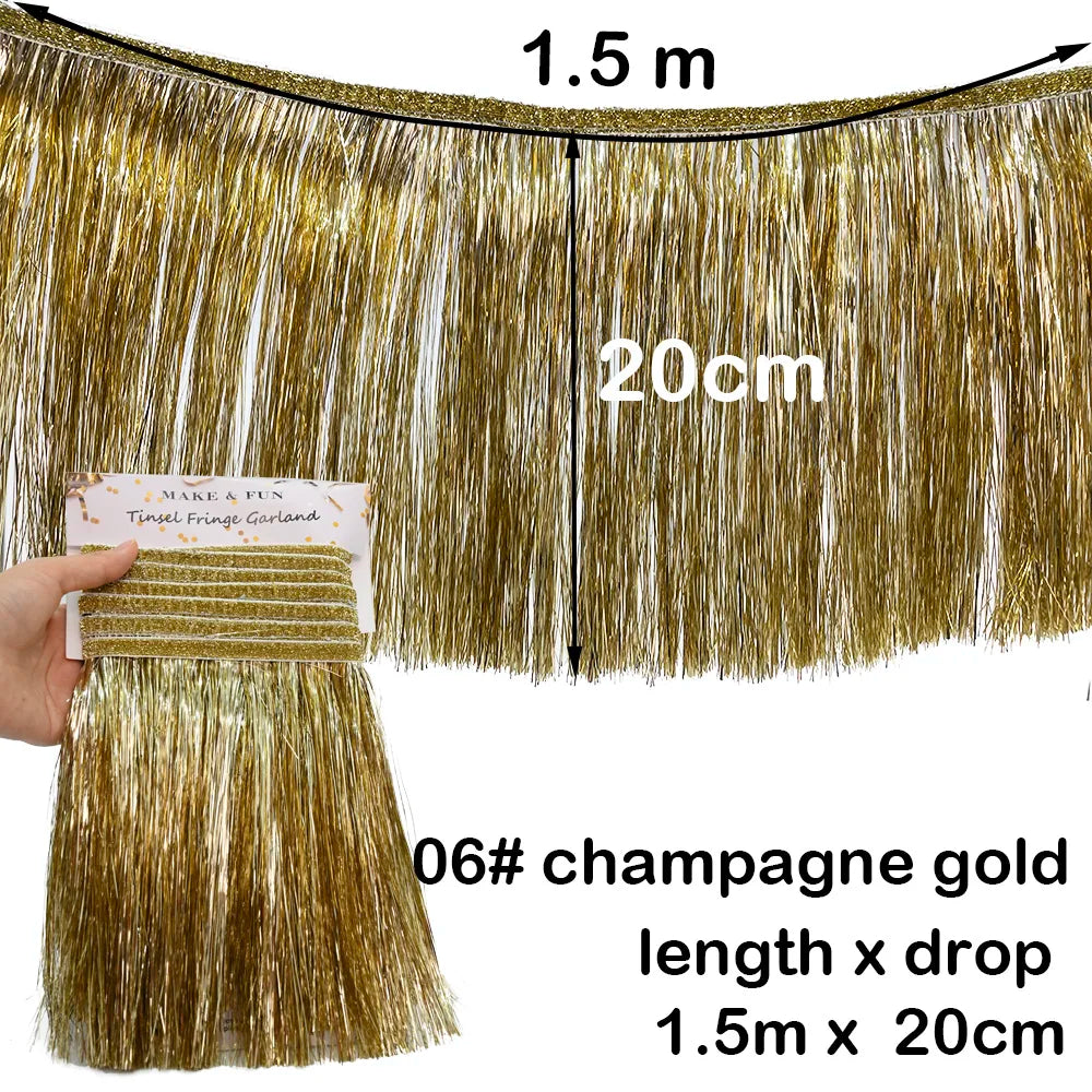 1.5m Gorgeous Fringe Tassel Banner Party Foil Garlands Wall Ceiling Decoration