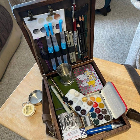Wandering Writers Artists Wooden Messenger Box Bag Organiser