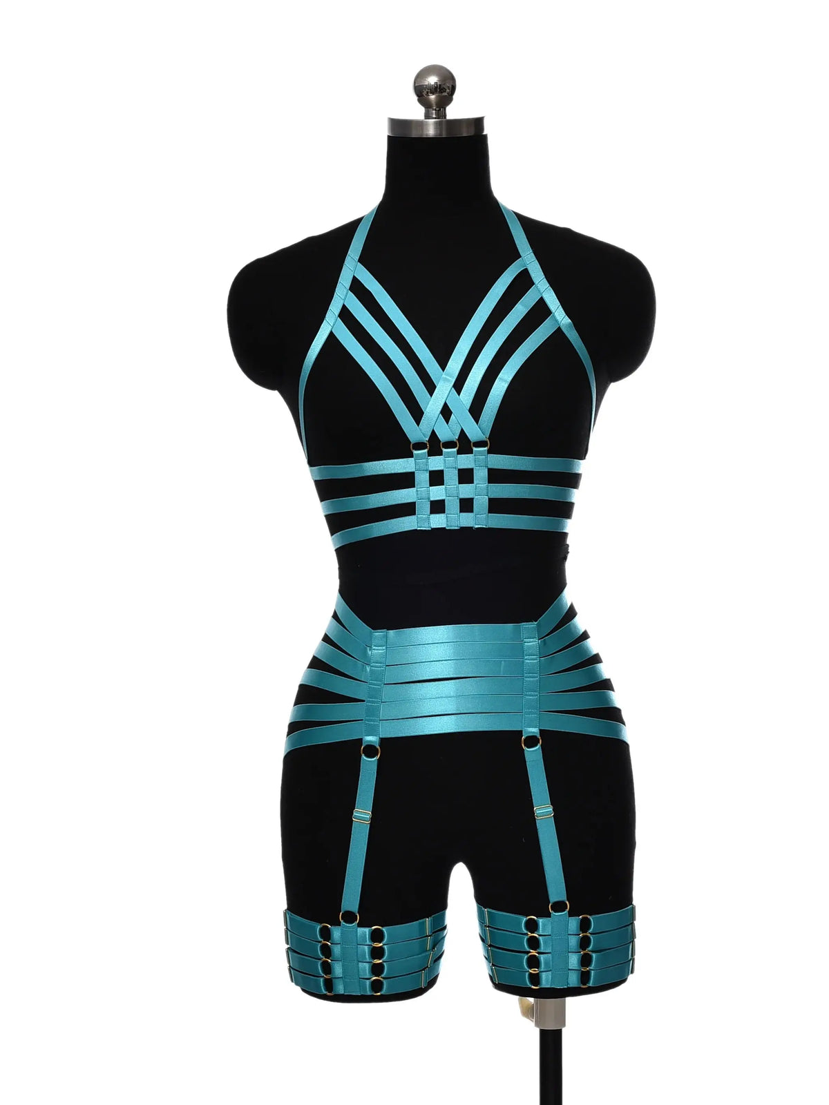 Pearlescent Colours Body Harness Body Cage Garter Belt Harness Full Set