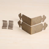 Set of Four Metal Corner Brackets Gold Bronze Photo Frame Furniture Protector + Nails