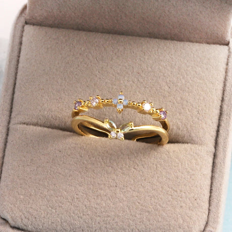 Sweet and Dainty Colourful Zircon Rings Gift Idea