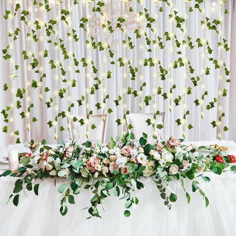 2/5/10M Silk Leaves Fake Creeper Green Leaf Ivy Vine LED String Lights Artificial Plants Decor