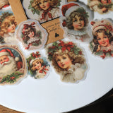 Vintage Christmas RUB ON Transfer Sticker Pack Junk Journal DIY Scrapbooking