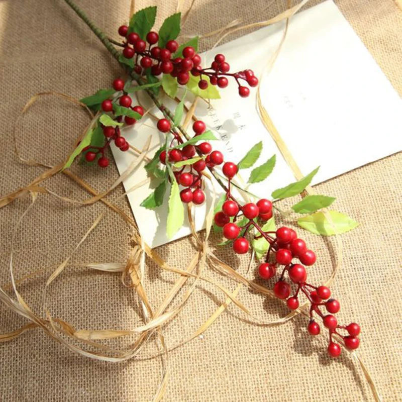 70CM Holly Branch Artificial Red Berries Christmas Ornaments DIY Xmas Decor