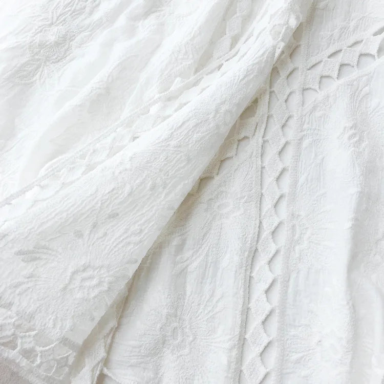 Faith's Cotton Linen Open Stitch Embroidered Summer Cover-Ups