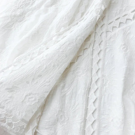 Faith's Cotton Linen Open Stitch Embroidered Summer Cover-Ups