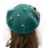 Margie's Flower Diamonte Winter Autumn Beret 10 Colours