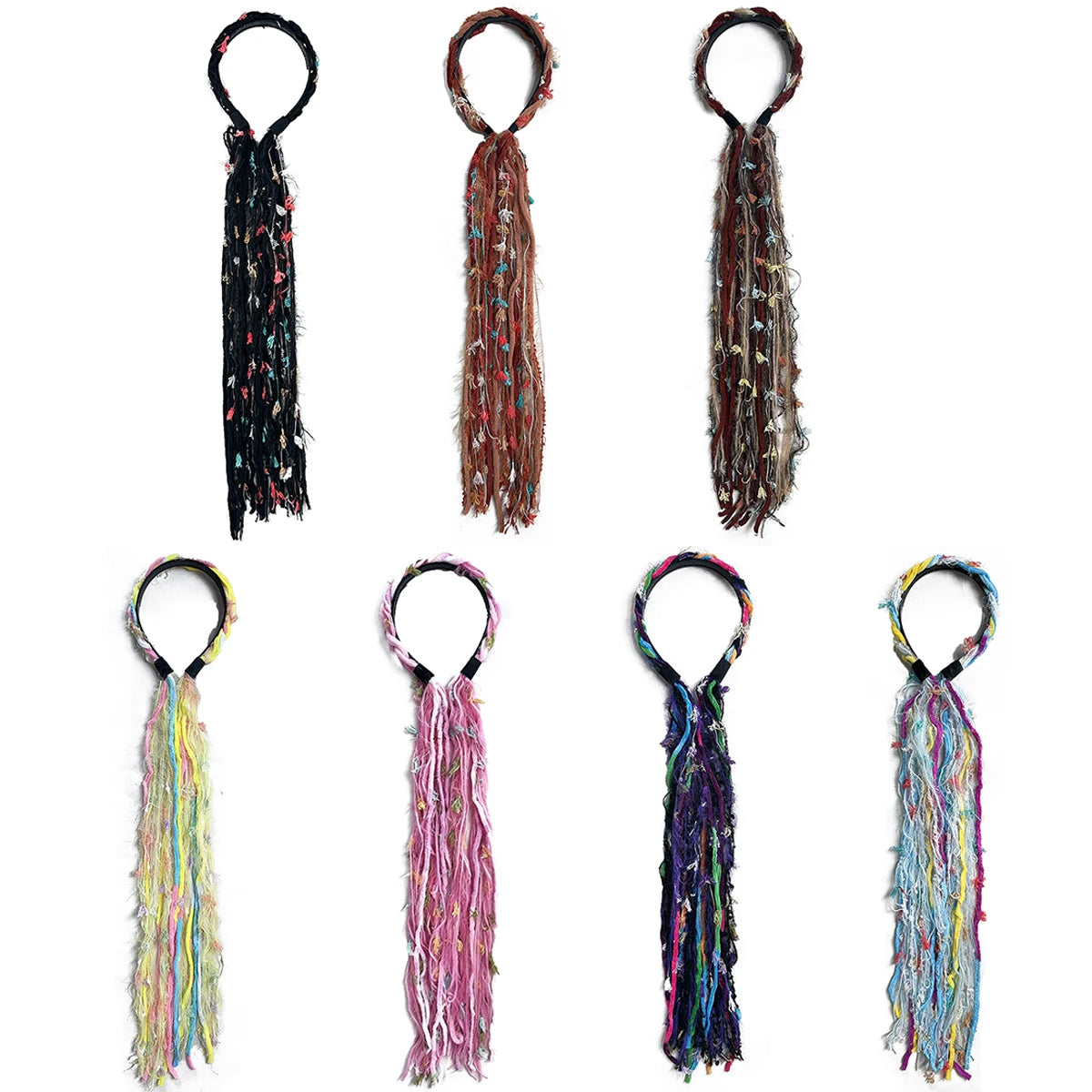 Synthetic Handmade Boho Yarn Tassel Dreadlock  Braids Headband