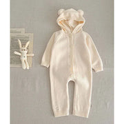 Baby and Toddler Knitted Romper Bear Bunny Ear Hooded Jumpsuits for Boys Girls
