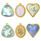 3pcs/Lot Enamel Dove Butterfly DIY Charm Pendants Stainless Steel Jewellery Findings