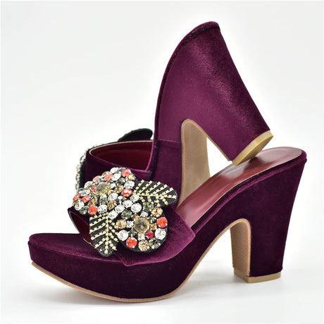 Gabby's Shoes Wedding Party Pumps with Rhinestone Platform Heels