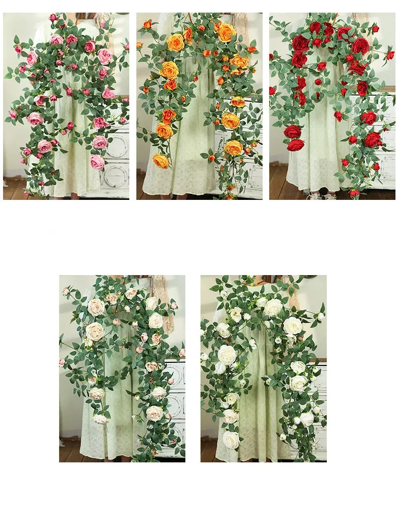 Artificial Sweetheart Roses Silk Fake Flowers Vines Party Decoration