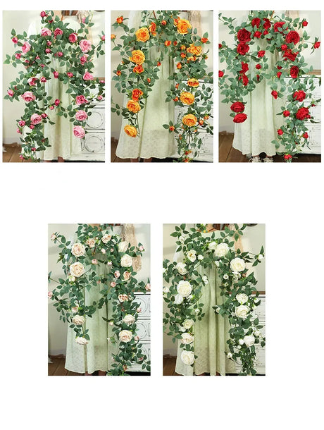 Artificial Sweetheart Roses Silk Fake Flowers Vines Party Decoration