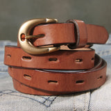 Maggy's Genuine Leather Women's Belt Pure Copper Button