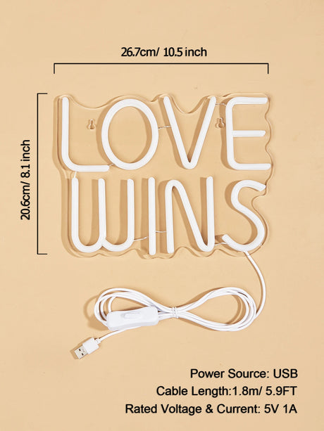 LED Neon Sign LOVE WINS USB Night Light Wall Art Decor Lamp