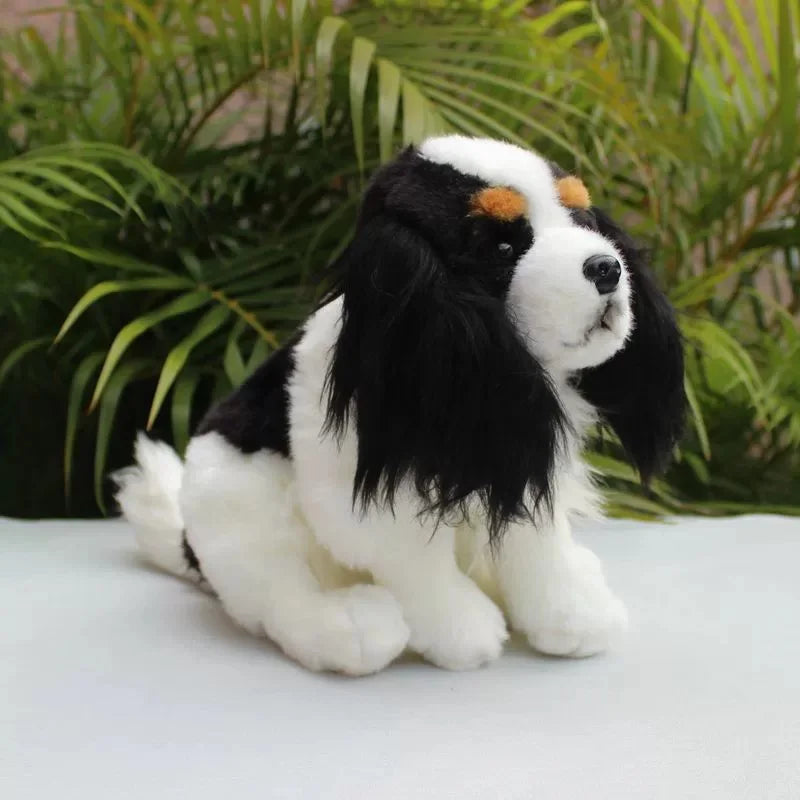 King Charles Spaniel Dog Black White Puppy Plushie Toy