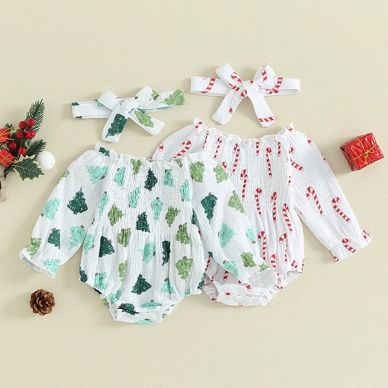 Valentines Day Easter St Patricks Christmas Baby Girls Heart Print Romper with Headband