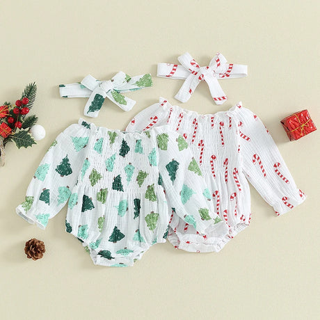 Valentines Day Easter St Patricks Christmas Baby Girls Heart Print Romper with Headband