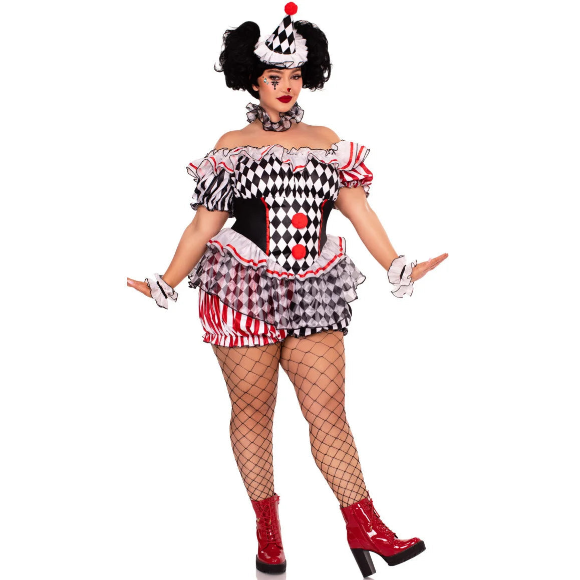 Clown Cosplay Costume Circus Performance Jumpsuit Halloween Party Carnival Jester Theater Stage Performance