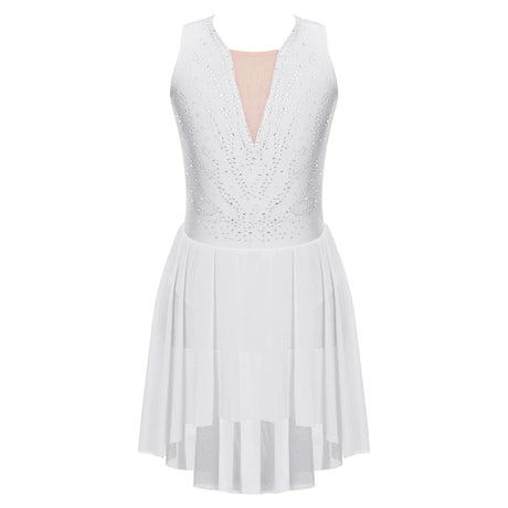 Girls Rhinestone Modern Contemporary Dance Ballet Dress Leotard Costume