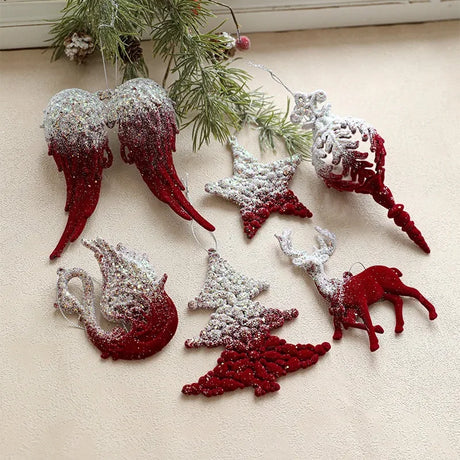 Christmas Snow Kissed Hanging Ornaments Ballet Girl Elk Swan