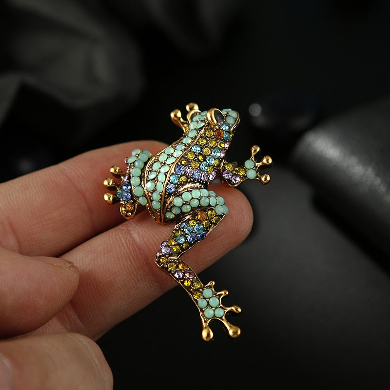 Rainbow Crystal Frog Brooch