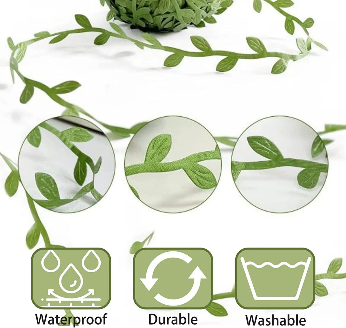 20M Leaf Ribbon Green Vine Garland Ribbon DIY Crafts Gift Wrapping