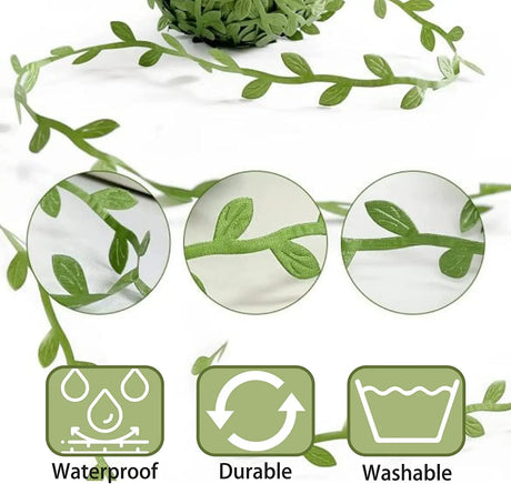 20M Leaf Ribbon Green Vine Garland Ribbon DIY Crafts Gift Wrapping