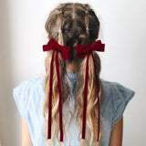 1 Pair Long Velvet Ribbon Bow Hairpins Hair Clips Barrettes