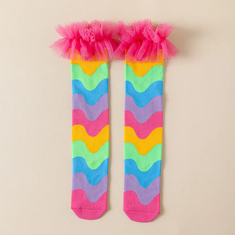 Girls Knee-High Rainbow Fun Socks 3-8T