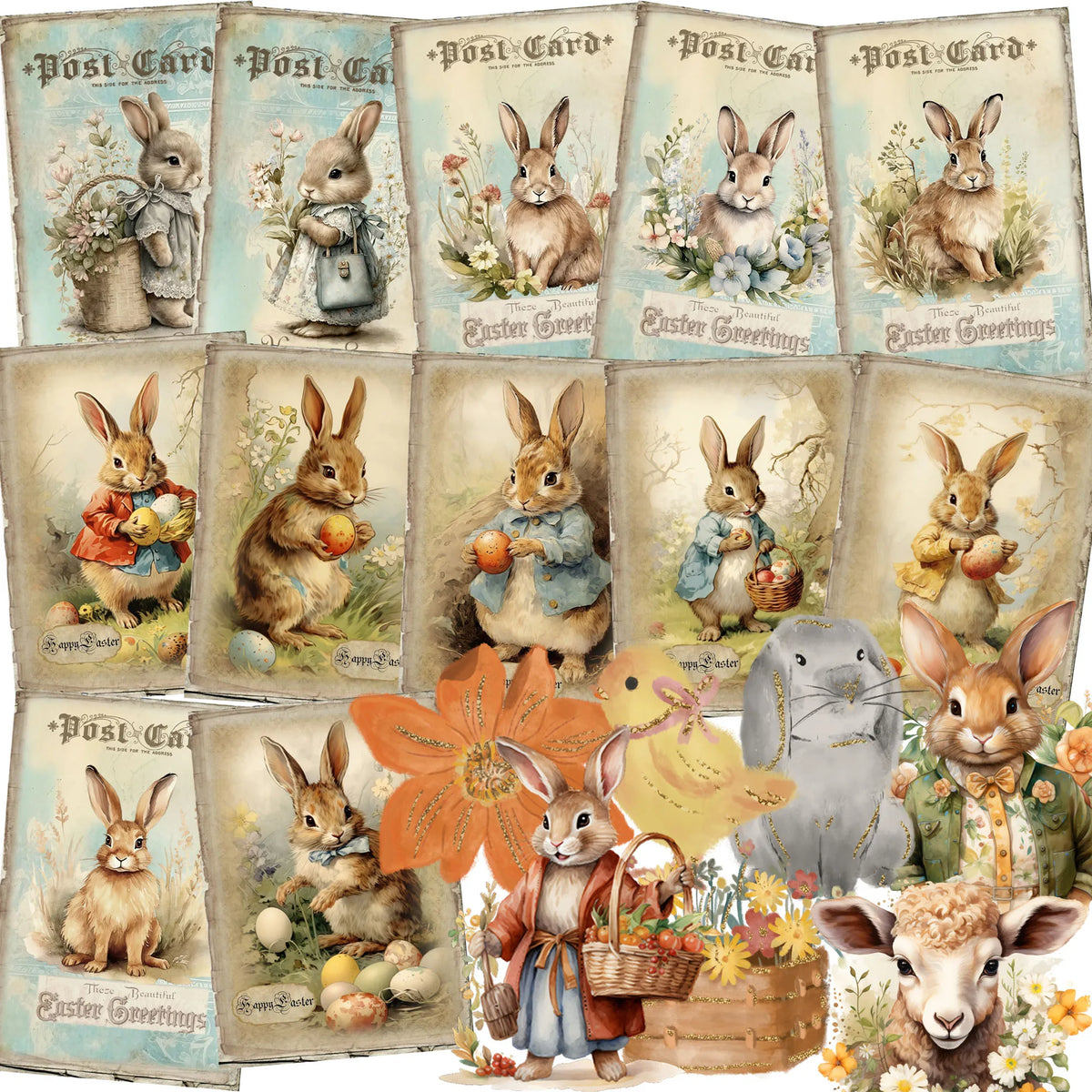 Set of 52 Easter Cardstock & Stickers Scrapbooking Crafting Supplies