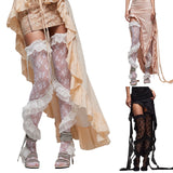 Gothic Lolita Ruffle Long Stockings Cosplay Costume Floral Lace Thigh High Socks
