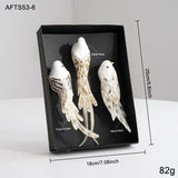Set of Three Handmade Glitter Finish Christmas Tree Bird Decoration