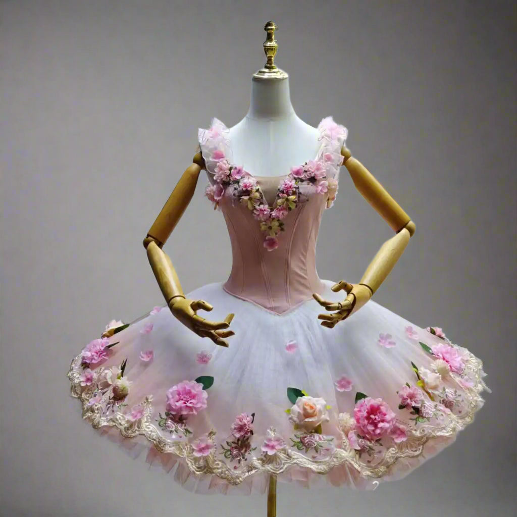 Spring Roses Custom Made High-end Professional Pancake Tutu Dress
