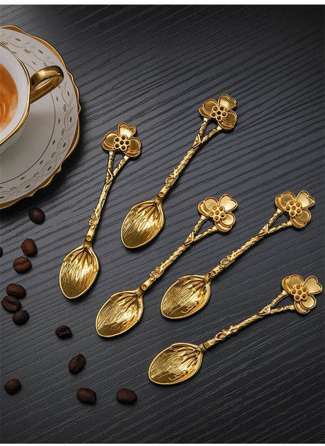 Golden Dragonfly Flower Bird Starfish 11CM Mini Spoon Teaspoon