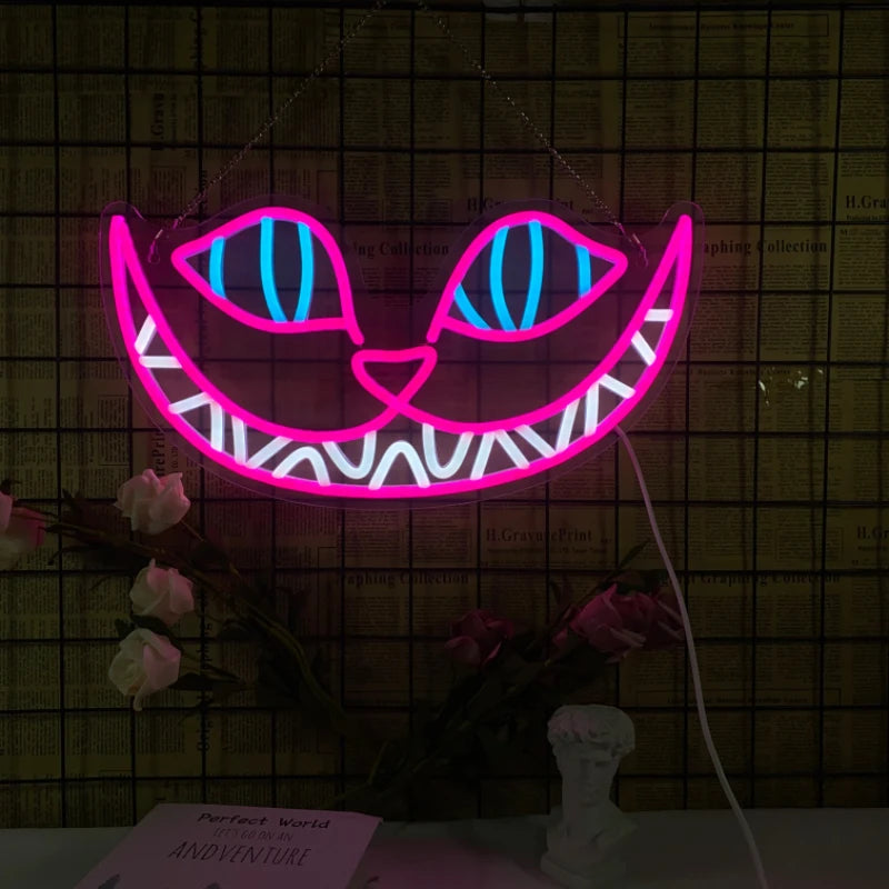 Cheshire Cat LED Neon Wall Art Halloween Decoration
