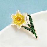 March Birthday Flower Brooch Enamel Daffodil