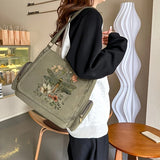 Dragonfly Print Canvas Shoulder Bag Crossbody Messenger Bag