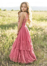 Girls Maxi Lace Chiffon Photoshoot Dresses For 3-15 Years