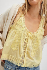 Pip's Summer Cotton Camis Crop Tops Boho Spliced Lace Tank Tops