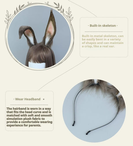 Bunny Ear Headband Cosplay Plush Animal Headdress