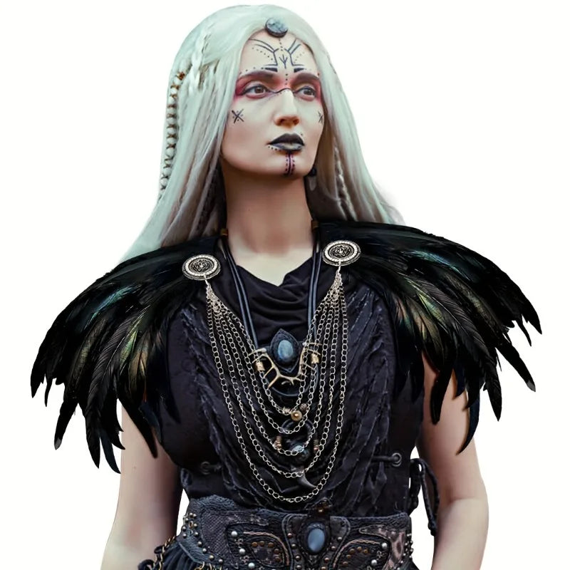 Feather Cape Shawl Medieval Costume Accessories Cosplay Masquerade & Halloween Party