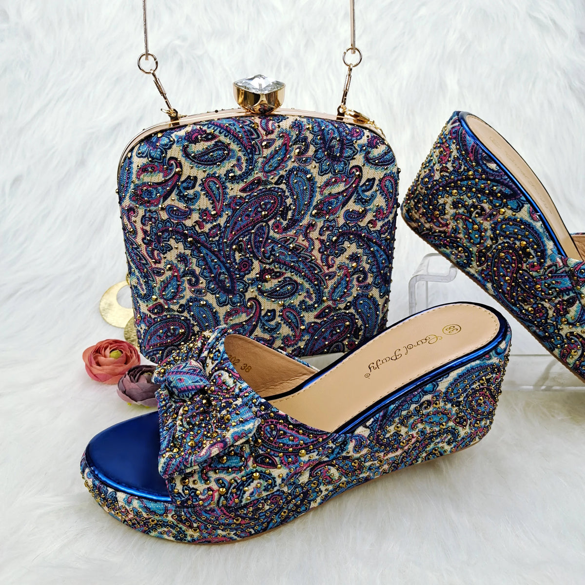 Paisley Wedge Flat Matching Shoes and Bags