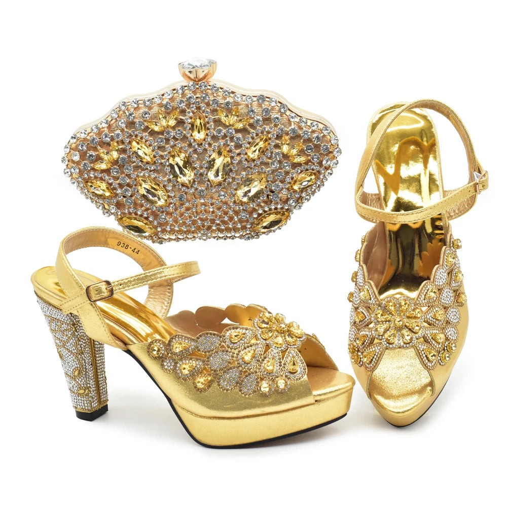 Peacock Peep-Toe Party Pumps Matching Bag and Shoes Set