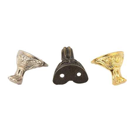 4Pcs Antique Wood Box Feet Leg Corner Protector Jewelry Gift Box Decorative Feet Metal Corner Bracket For Furniture Hardware