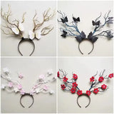 Forest Goddess Headwear Antler Deer Flower Crown Headbands Long Branches Photo Shoot Props