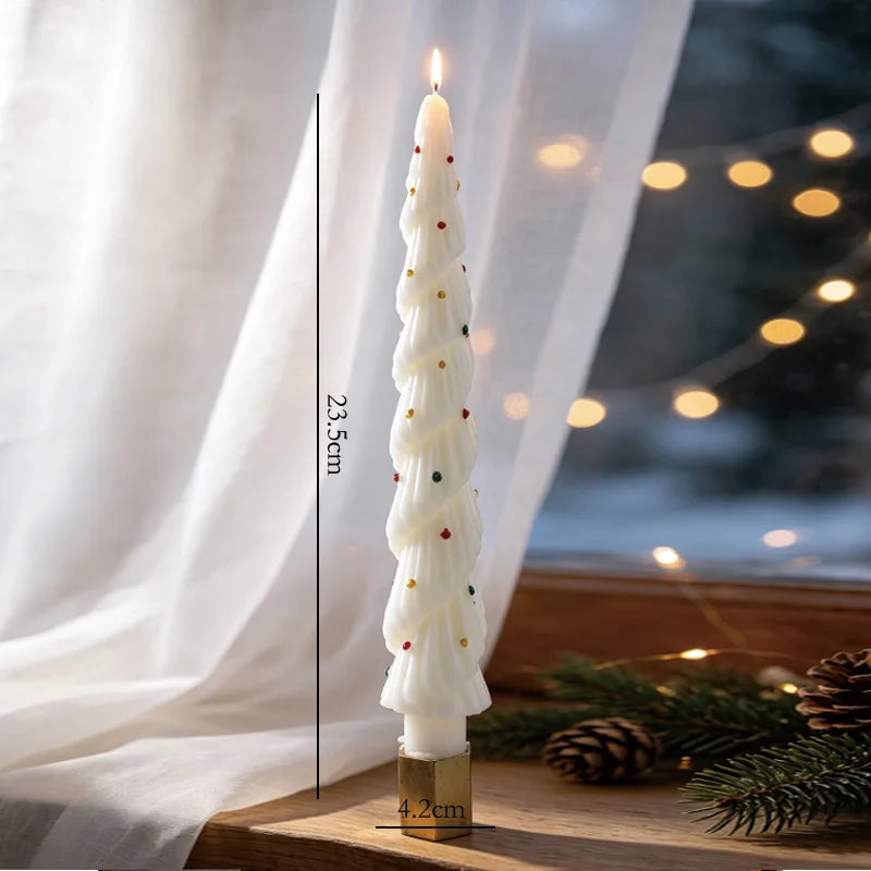 Christmas Tree Taper Candle Pine Tree Candlestick Xmas Dinner Table Decor