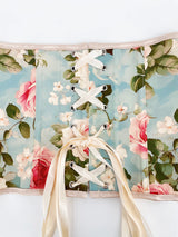 Roses and Blue Skies Floral Print Corset Overbust Corselet Bustiers
