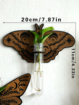 Butterfly Wall-Mounted Propagation Station Wooden Hanging Plant Holder with Plastic Tubes for Indoor Plants