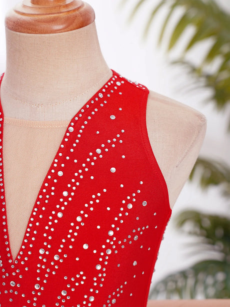 Girls Rhinestone Modern Contemporary Dance Ballet Dress Leotard Costume